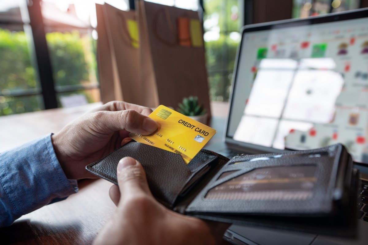 Credit Card Processing client checking his card